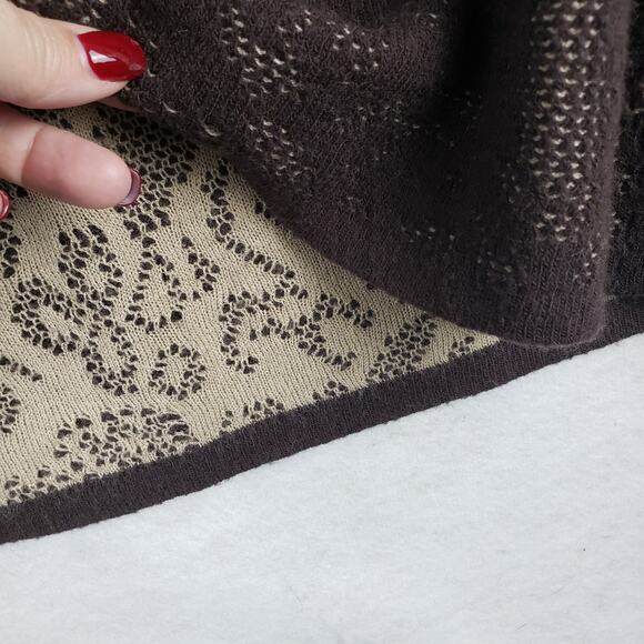 J. Jill Women's M Layered Knit V-Neck Top Brown Tan Coastal Casual Sweater Wool - Picture 9 of 10